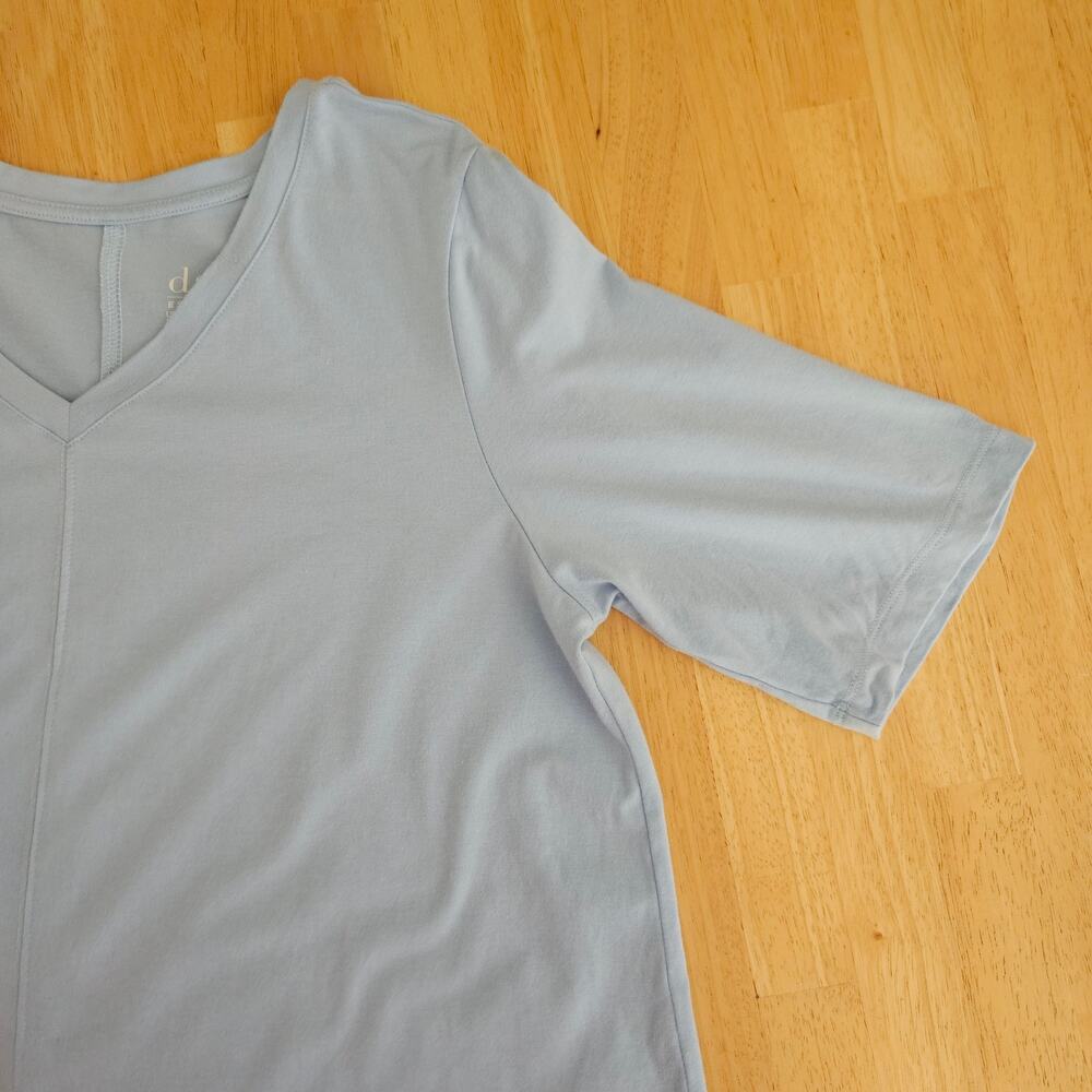 Denim & Co. Essentials Elbow Sleeve Top w/ Seaming Detail Sz M Baby Blue - Picture 5 of 8